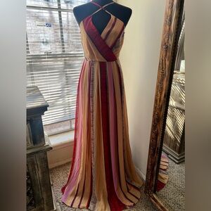 Forever 21 Red and Cream Striped Maxi Dress